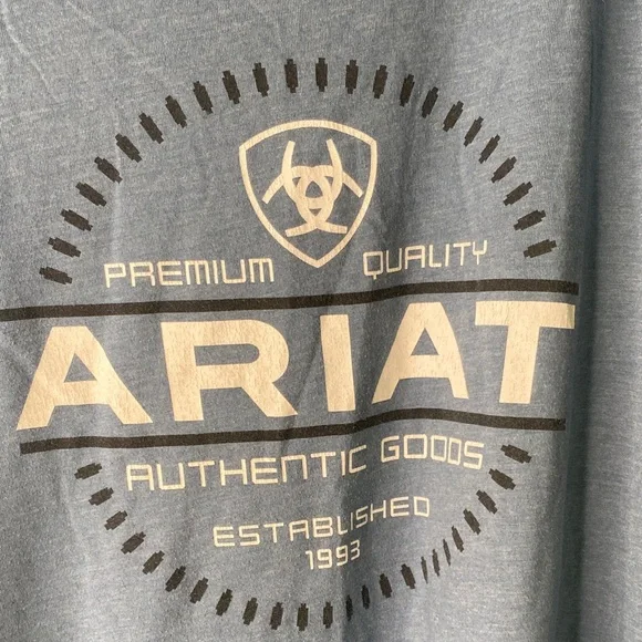 Ariat Logo Graphic Tee T-Shirt Blue Spell-out Western Cowboy - Picture 3 of 5